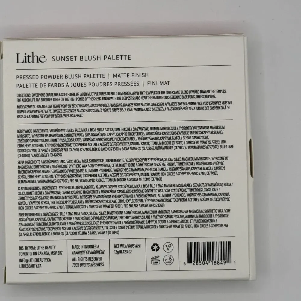Lithe 4 Shade Sunset Blush Palette Pink Tones for Natural Flush Silky Blendable